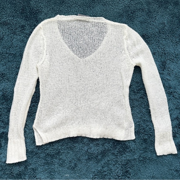 Wooden Ships Wool Mohair Blend Open Knit V Neck Sweater - Picture 3 of 10